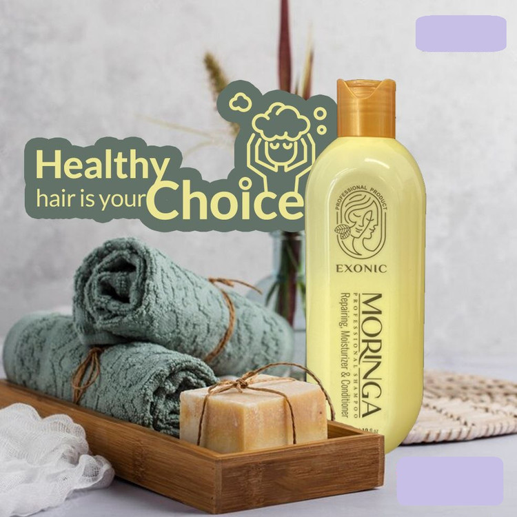 خرید اینترنتی شامپو تقویت کننده مو اصلی اکسونیک مدل روغن مورینگا حجم 300 میلی لیتر مجموعه سه عددی اصل