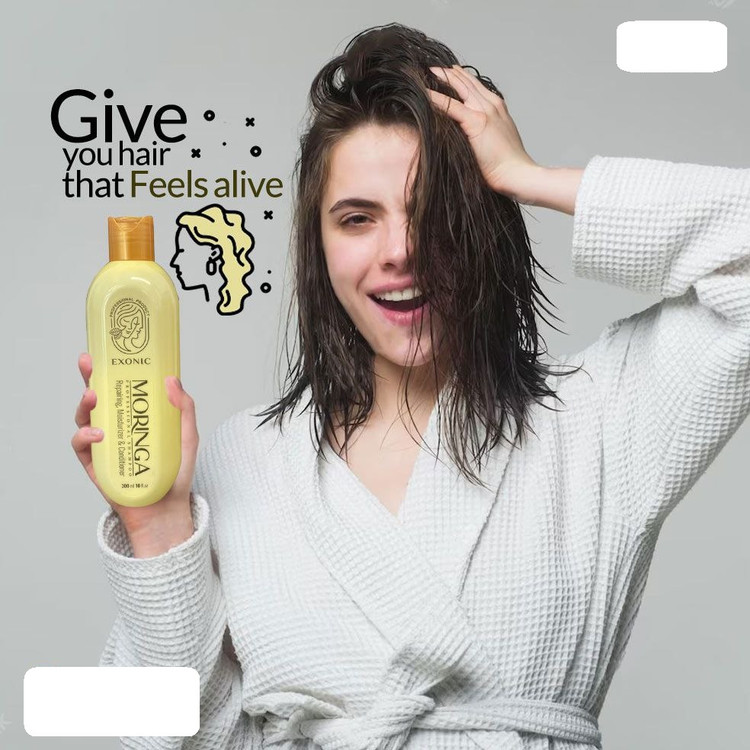 خرید شامپو تقویت کننده مو اصلی اکسونیک مدل روغن مورینگا حجم 300 میلی لیتر مجموعه سه عددی اصل